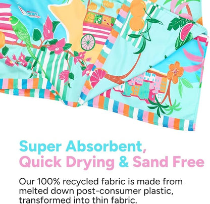 Dock & Bay Beach Towel - Quick Dry, Sand Free - Compact, Lightweight - 100% Recycled - Includes Bag - Sweet Escape - Extra Large (200x90cm, 78x35)