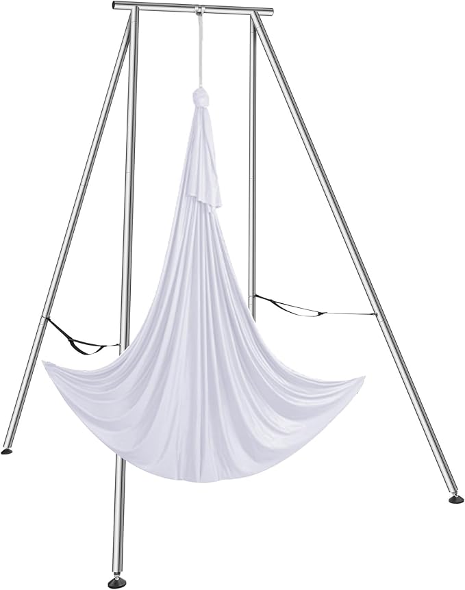 VEVOR Yoga Stand Frame, Max 441-551 lbs Load Swing Stand, Triangular Structure Aerial Rig, Aerial Silk Stands with Yoga Hammock, Standard & Height-Adjustable Version
