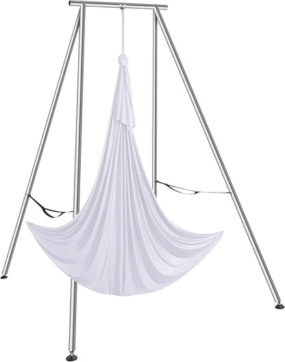 VEVOR Yoga Stand Frame, Max 441-551 lbs Load Swing Stand, Triangular Structure Aerial Rig, Aerial Silk Stands with Yoga Hammock, Standard & Height-Adjustable Version