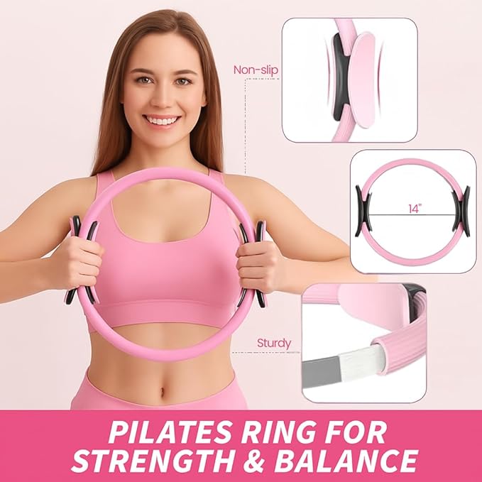 Pilates Kit for Women – Home Pilates Equipment Set with Pilates Ring, Ball & Resistance Bands, Full Body Workout Pilates Starter Kit for Beginners, Home Gym Fitness Accessories