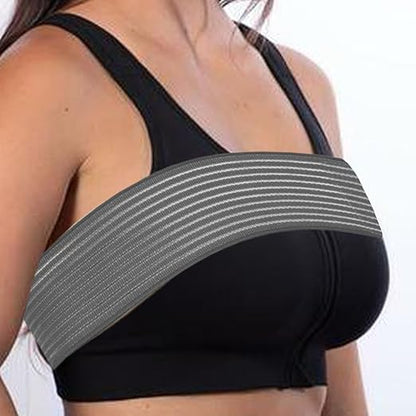 Post Surgery Breast Implant Stabilizer and Chest Compression Support Band, Breast Augmentation and Reduction Strap Bandage, One Size Fit Most (Gray)