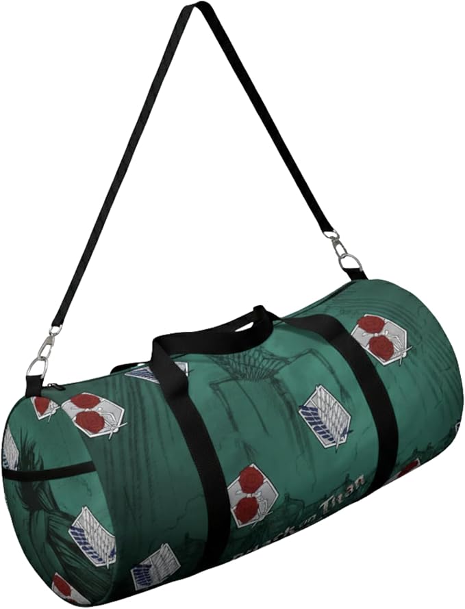 Anime Gym Bag for Women Men - Large Capacity Waterproof Workout Fitness Travel Sports Bags Fashion Street Camping ExpandaCLe Carry On Duffle Bag For Couple (Green Ttan) PTY