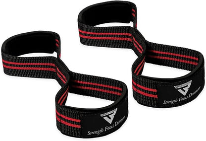 Weight Lifting Straps Figure 8, Anti Slip Strap with cuffs wrist Support for Gym Workout Deadlift Powerlifting Bodybuilding Weightlifting, Fitness Strength Training, Hand Bar Grip for Men