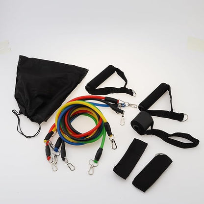 Resistance Bands with Handles Set, 5-Level Exercise Bands for Home Gym, Strength Training, Physical Therapy. Includes Door Anchor, Ankle Strap & Carry Bag.