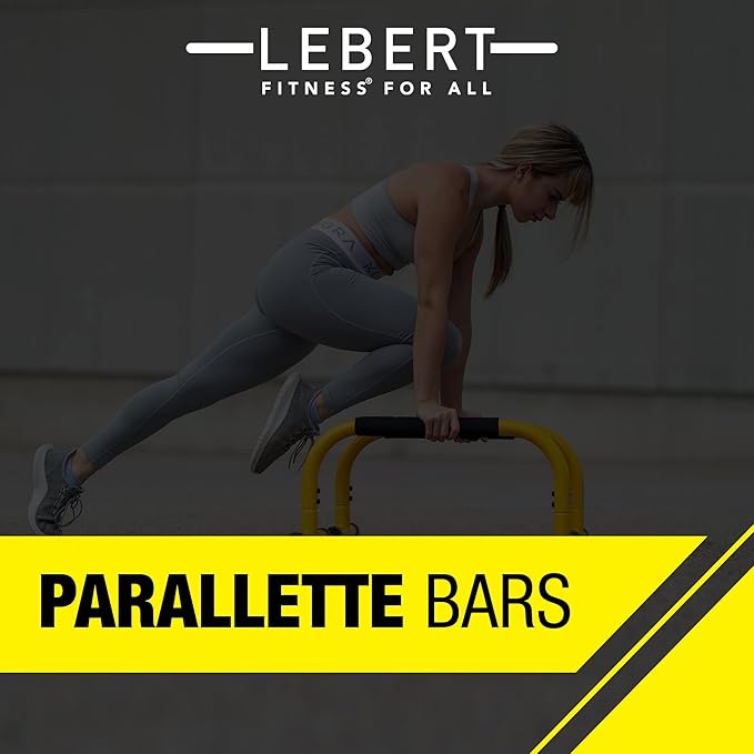 Lebert Fitness Parallette Push Up Bars Dip Station Stand - Perfect for Home and Garage Gym Exercise Equipment - Gymnastics, Calisthenics, Strength Training Parallel Bars for Men and Women