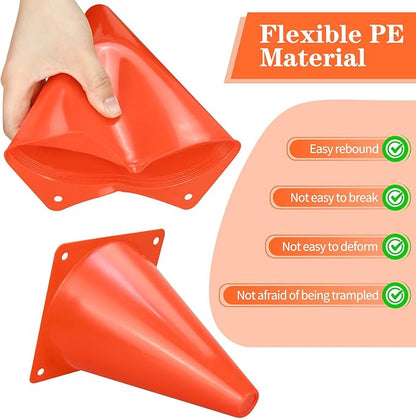 12/24/50pcs Soccer Cones, 7" Soccer Cones, Plastic Traffic Cones, Training Cones for Basketball Football Skating Drills Practice