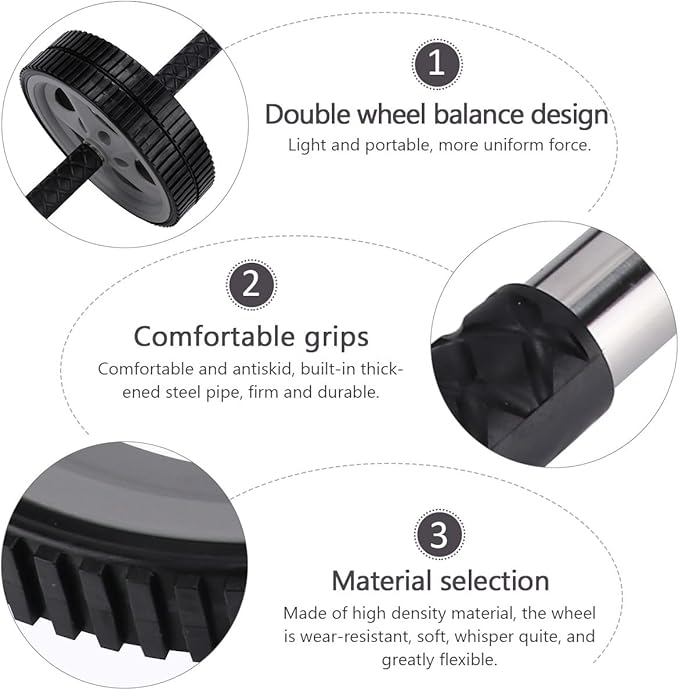 Dual Wheel Ab Roller Wheel Abdominal Exercise Equipment Portable Core Strength Trainer Fitness Roller for Home Gym Workout
