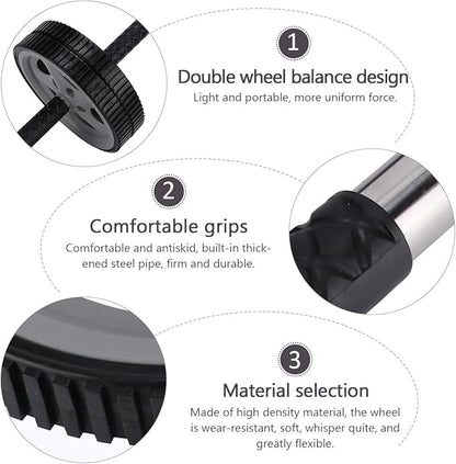 Dual Wheel Ab Roller Wheel Abdominal Exercise Equipment Portable Core Strength Trainer Fitness Roller for Home Gym Workout