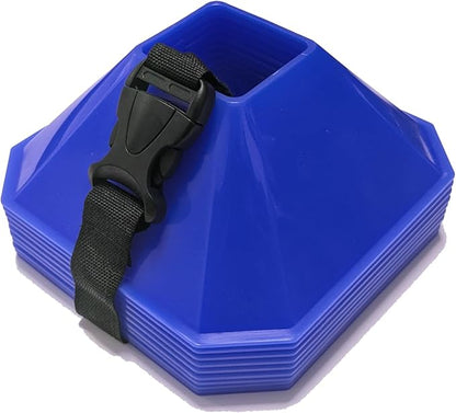 Sports Square Training Cones (Set of 10) - APEX PRO Sports - Training Cones with Carry Strap for Training, Soccer, Football, Basketball,Kids and Other Sports and Games