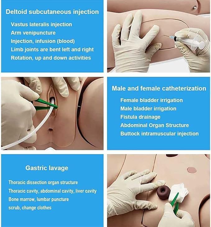160cm Life Size Human Manikin Full Body Patient Care Simulator First Aid Trauma Care Manikin for Nursing Medical Training Teaching