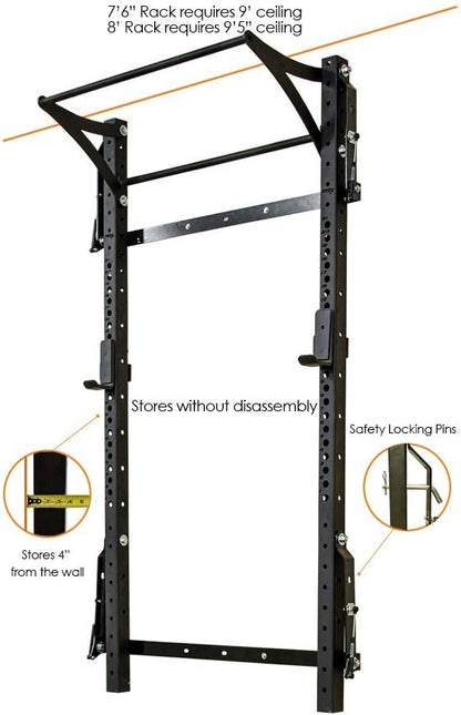 PRx Performance Profile® PRO Squat Rack 3x3 with Kipping or Multi-Grip Pull Up Bar, 89" or 95" Uprights As Seen On Shark Tank Wall Mounted Home Garage Gym Exercise System