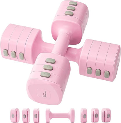 2-in-1 Adjustable Dumbbell & Kettlebell Set for Women (1.1-12.1 lbs), Quick-Change Free Weights for Home Gym, Pilates & Full Body Workout