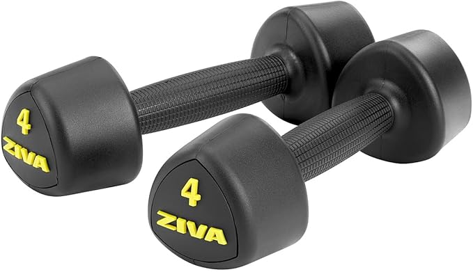 ZIVA RPU Tribell Dumbbell Pair – Premium Urethane-Coated Hand Weights with Ergonomic textured Grip & Steel Core – 2–20 lb Sets in Multiple Colors for Strength Training