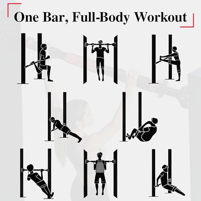 Pull Up Bar for Doorway, Adjustable Chin Up Bar with Smart Lock Mechanism, No Screws Strength Training Equipment for Home Gym Upper Body Workout, Fits Most Door Frames 28.5"- 37"
