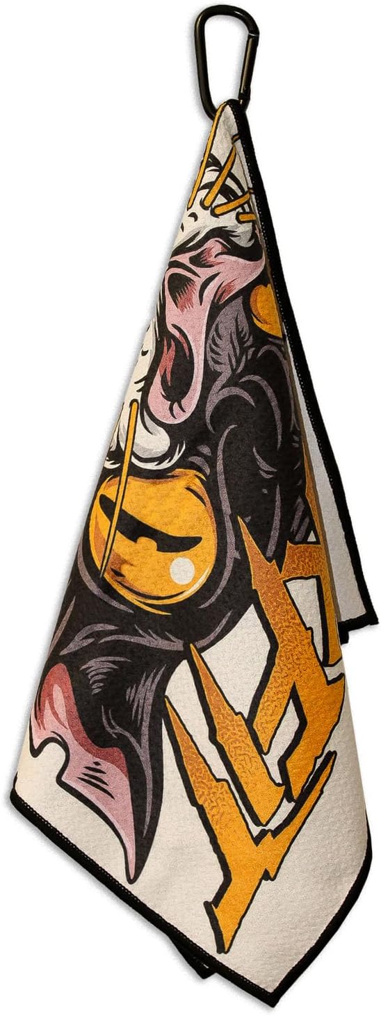 RokFit Gym & Golf Towel – Multi-Use, Quick-Dry, Durable Utility Towel with Bold Graphic and Carabiner Clip (Starve Your Distractions)