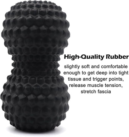 KITWILD Peanut Massage Ball, Double Lacrosse Massage Roller Ball for Deep Tissue Muscle Massage, Physical Therapy, Myofascial Release, Muscle Knots, and Yoga Therapy (Black)