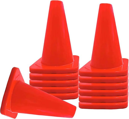Heavy Duty Agility Training Cones (2 in, 6 in, 9 in, 12 in, 18 in, 28 in) for Sports and Kids Coaching, Multipurpose Field Marker Cones, Soccer, Basketball Drills, Bike, Motorcycle Training