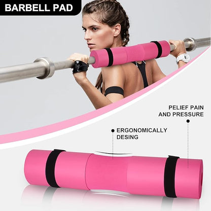 Barbell Pad Set for Squats, Lunges and Hip Thrusts, Neck & Shoulder Protective Pad, Standard Olympic Bars with 2 Gym Ankle Straps, Hip Resistance Band, Barbell Pad, Carry Bag