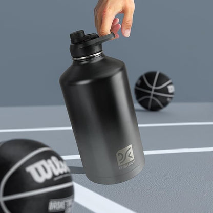 1 Gallon Water Bottle Insulated | Thickened Stainless Steel Vacuum Metal Water Jug | Portable Sports Large for Gym and Hiking with Straw, Carrier Bag, Handle Strap | BPA-Free 128 oz