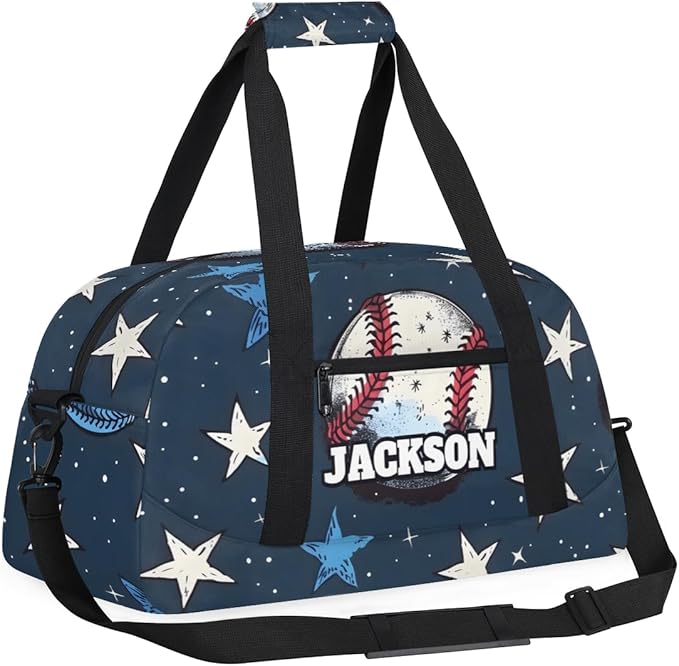 Personalized Baseball Gym Duffel Bags for Kids Boys with Custom Name Sport Training Travel Bags for Overnight Weekender