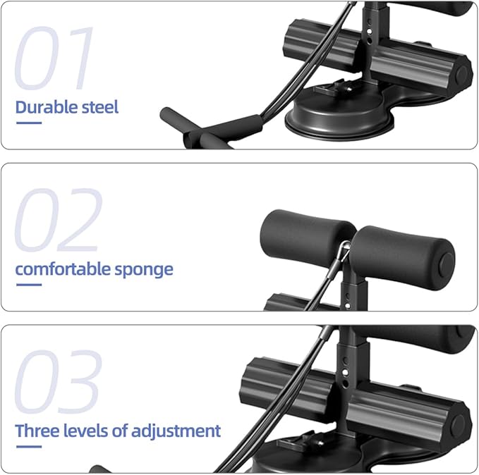 Ab Training Auxiliary Device, Multi-functional Adjustable Ab Trainer, Muscles Full Body Training for Girl and Men, Sit Up Machine, Portable Fitness Equipment for Home & Gym, with 2 Suction Cups and Resistance Band
