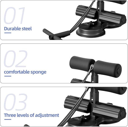 Ab Training Auxiliary Device, Multi-functional Adjustable Ab Trainer, Muscles Full Body Training for Girl and Men, Sit Up Machine, Portable Fitness Equipment for Home & Gym, with 2 Suction Cups and Resistance Band