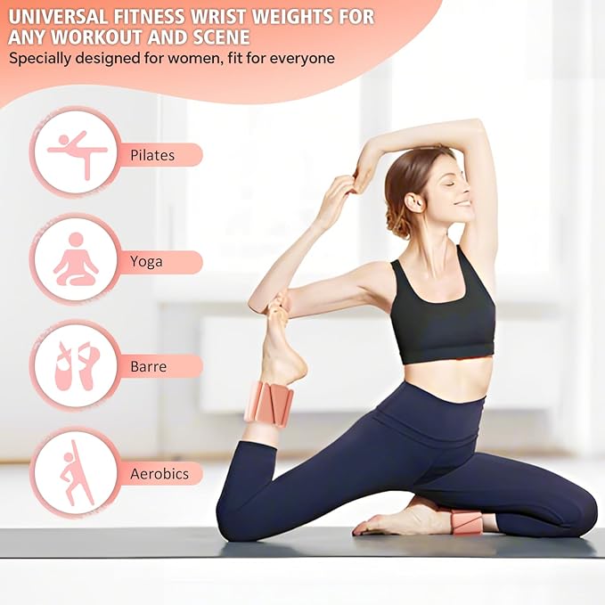 T98 Wrist & Ankle Weights for Women Men, Wearable Wrist Weights Set of 2(1Lbs Each), Adjustable Arm Leg Bracelet Weights for Strength Training, Aerobics, Barre, Suit for Home Outdoor Workout