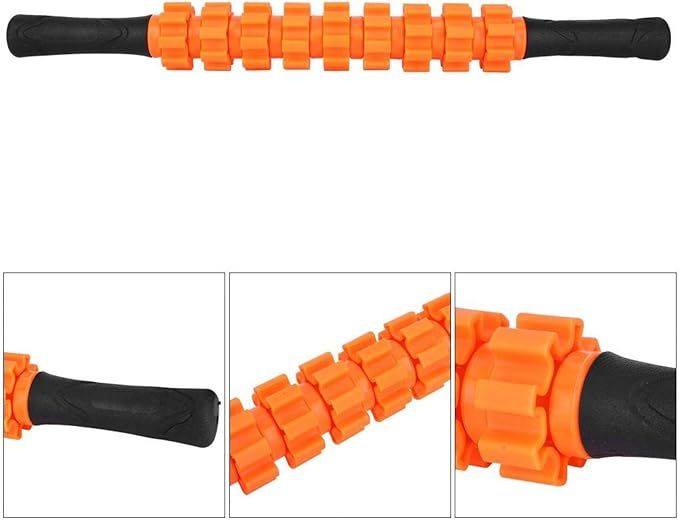 Muscle Roller Stick, High Strength Relaxation Roller Muscle Massage Sticks Fitness Sport Fascia Rods for Home Gym (Orange)