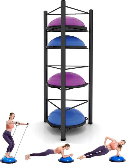 Balance Ball Half Rack 3/5/6/7 Tiers, Iron Half Exercise Balls Holder for Yoga Ball, Home Gym Studios Standing Balls Balance Trainer Shelf