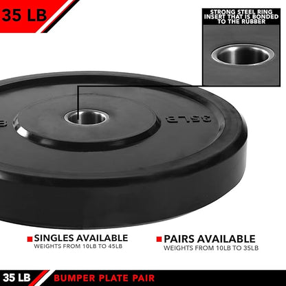 JFIT Olympic 2 Inch Grip Plates and Bumper Plates for Barbell - Single Weights or Sets of 2 (Muliple Weights)