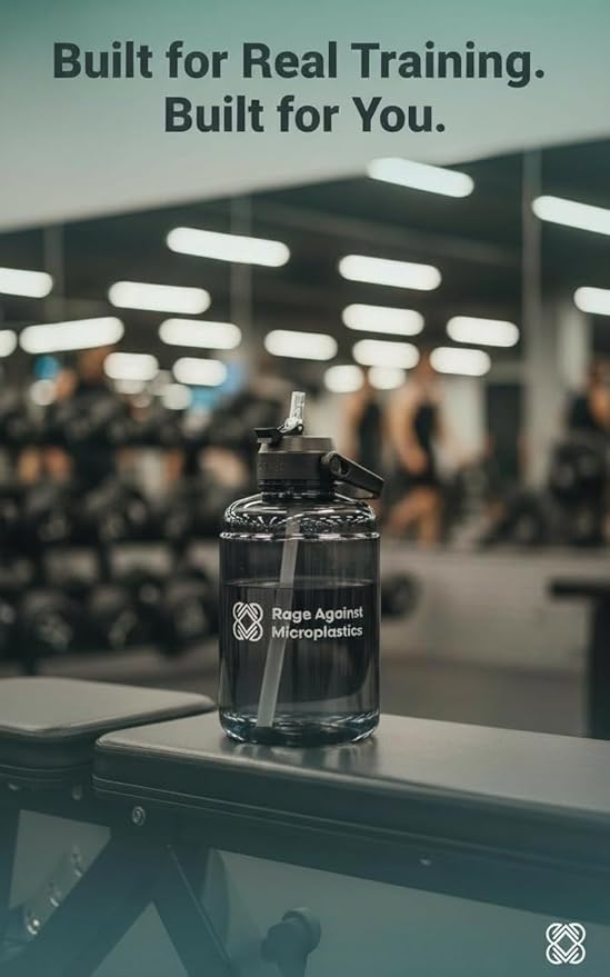 64 oz Water Bottle with Straw – Half Gallon Reusable Gym Jug, 2.2L Large Sports Canteen with Handle, Leakproof & BPA-Free (Matte Black)