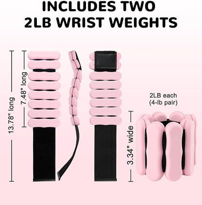Wrist Ankle Weights for Women Men, Leg Arm Wrist Weights Bangles 1lb*2 2lb*2 Wearable Weights Pilates Weighted Bracelet for Strength Training Walking Swimming Yoga Physical Therapy