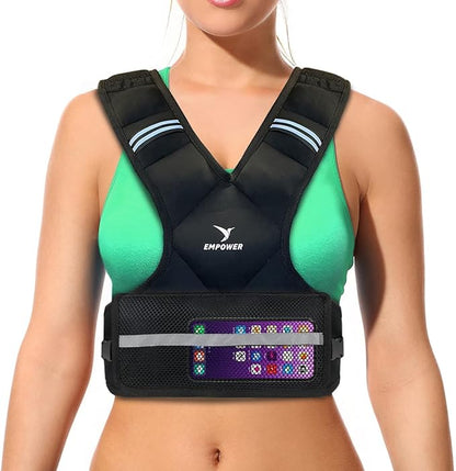 EMPOWER Weighted Vest for Women with Reflective Strips – Fixed 8lbs, Adjustable 4-10lbs (4 in1) or Adjustable10-16lbs (4 in 1), Strengthen Muscles, Boost Bone Health, and Burn More Calories for Workout - Rucking Vest