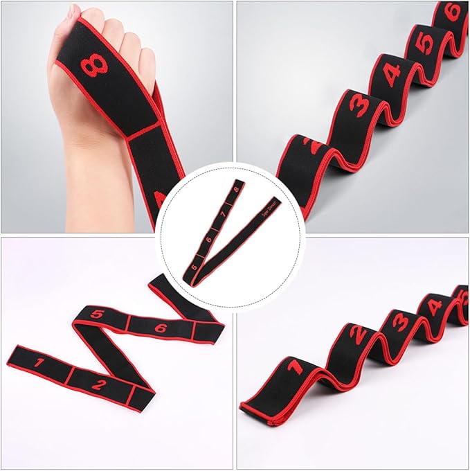 FUOYLOO 2pcs Yoga Resistance Bands Set Professional Elastic Stretch Bands for Fitness Training Bodybuilding Back Stretching for Beginners in Crimson and Rose