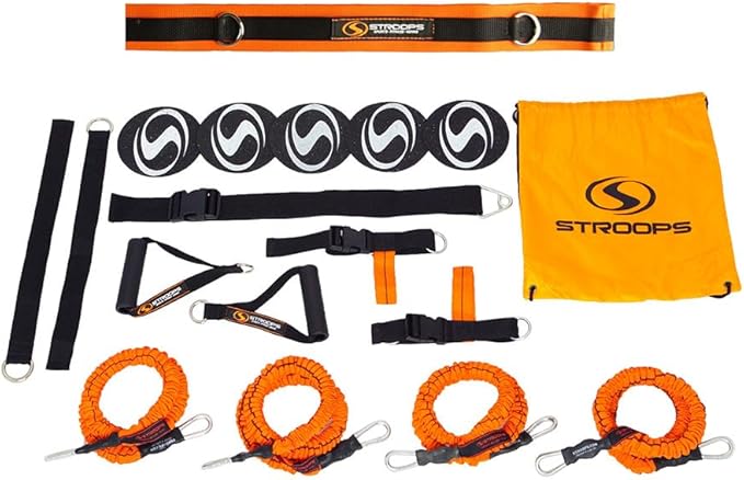 Stroops VITL Slastix Resistance Bands Set | All-in-One Full Body Workout System Bands, Handles, Foot Straps, Door Anchors, Agility Dots & Carry Bag for Home Fitness