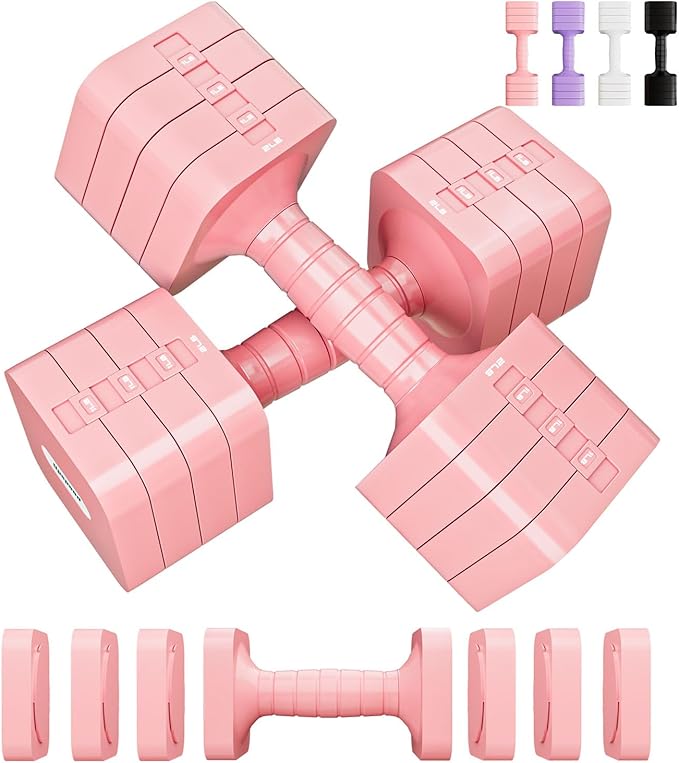16LBS/20LBS Dumbbells Sets Adjustable Dumbbell Set Hand Weights for Women Men Free Weights Dumbbells Set Exercise Fitness dumbbell sets of 2 for Home Gym Workout Strength Training Equipments