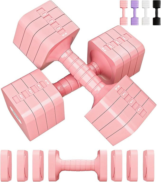 16LBS/20LBS Dumbbells Sets Adjustable Dumbbell Set Hand Weights for Women Men Free Weights Dumbbells Set Exercise Fitness dumbbell sets of 2 for Home Gym Workout Strength Training Equipments