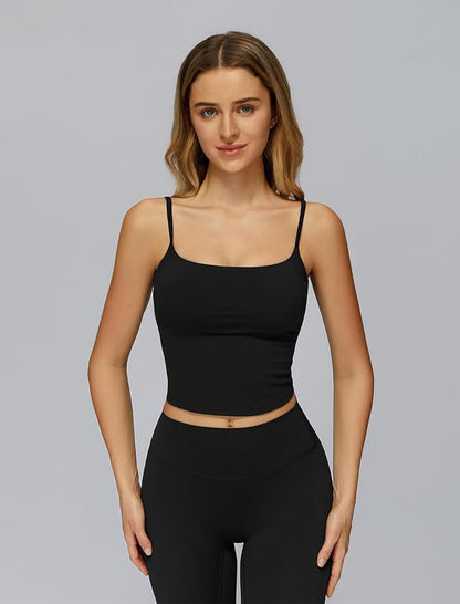 Womens Workout Sets Two Piece Spaghetti Straps Crop Top Matching Straight Leg Pants Gym Work Pilates Outfits