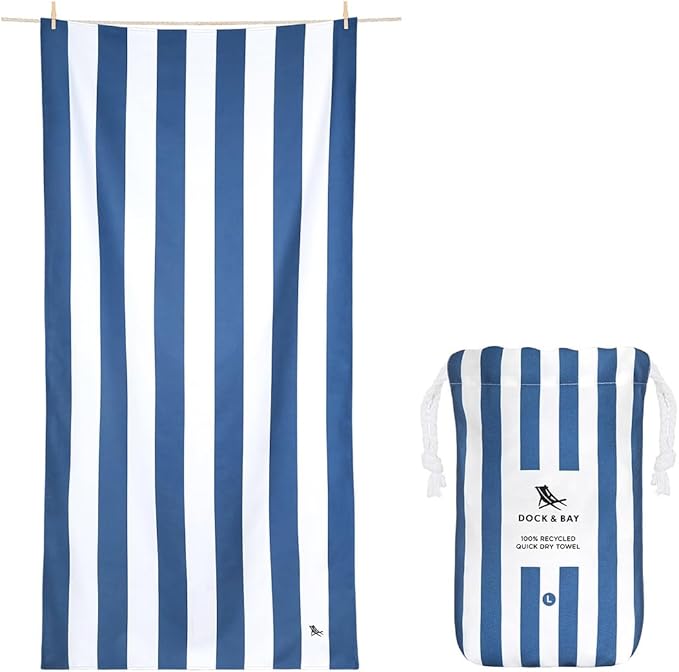 Dock & Bay Beach Towel - Quick Dry, Sand Free - Compact, Lightweight - 100% Recycled - Includes Bag - Set of 4 - Cabana Classics, Large (160x90cm, 63x35)
