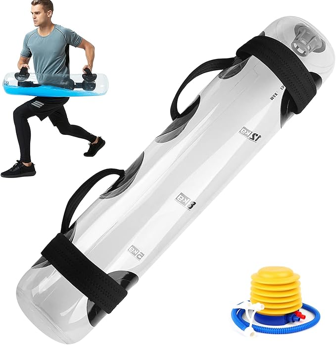 Water Aqua Bag Weight Training for Fitness Workout Building Core Full Body with Instability PVC Handles Includes Air Pump