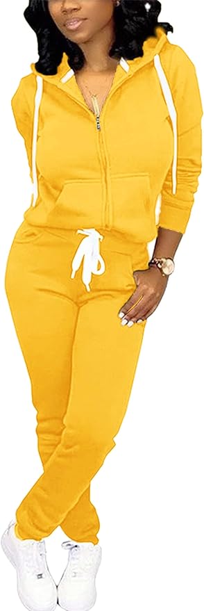 CLOCOR Track Suits for Women Set - Casual 2 Piece Outfits Sweatsuit Pocket Hoodies Long Sleeve with Patchwork Pants Set