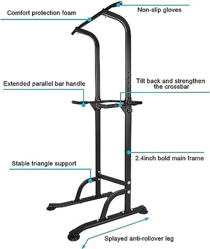 Pull Up Bar Power Tower Dip Bar for Men & Women To Build Muscle, Pullup Bar Dip Station with Adjustable Hight for Home Gym Strength Training Fitness Equipment