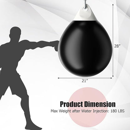 GYMAX Punching Bag, Water Aqua Bag w/Water Injector & Hanging Accessories, Folding Heavy Duty Boxing Bag for Home Gym, Boxing Training Equipment for Adults