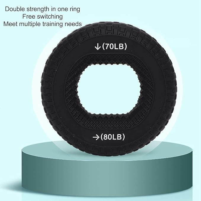 Grip Exercise Ring,70 to 80LB Hand Grip Strengthener Soft Silicone Portable Tire Texture Forearm Finger Exerciser Grip Strength Trainer Ring Black