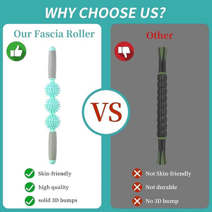 Cellulite Massager, Fascia Blaster for Cellulite, Muscle Roller Stick Lymphatic Drainage Massager for Relif Body Sorness, Trigger Points, Sports Legs, Back Recovery - Green