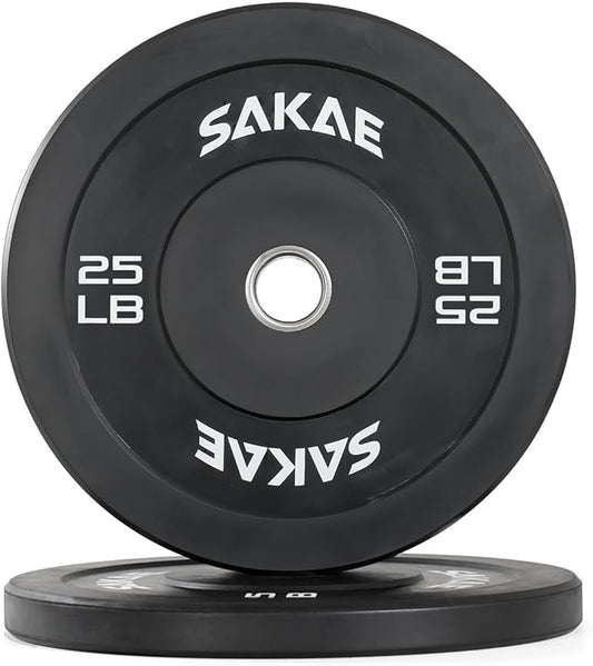 SAKAE Olympic Rubber Bumper Plates, 2-Inch Weight Plate Set with Steel Hub, Ideal for Weightlifting, CrossFit, Strength Training & Home Gym Workout, Available in Single, Pair & Sets, Multiple Sizes