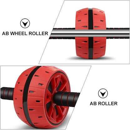 Ab Wheel Roller for Exercise with Knee Pad, Red Abdominal Muscle Trainer Wheel for Core Strength Workout and Home Fitness Training