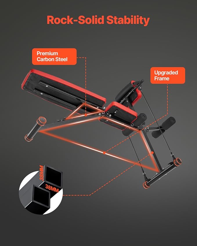 VEVOR Multi-Functional Weight Bench for Full Body Workout, Roman Chair Hyperextension Bench, Adjustable & Foldable Equipment for Back Arm Core Ab Workout, Sit Up Exercise Machine for Home Gym
