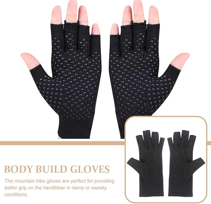 Cycling Half Finger Gloves Black High Elastic Non-Slip Exercising Gloves with Wrist Support for Fitness Training and Outdoor Riding, Size L (19.5-21.5cm)