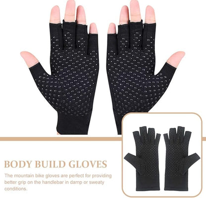 Cycling Half Finger Gloves Black High Elastic Non-Slip Exercising Gloves with Wrist Support for Fitness Training and Outdoor Riding, Size L (19.5-21.5cm)